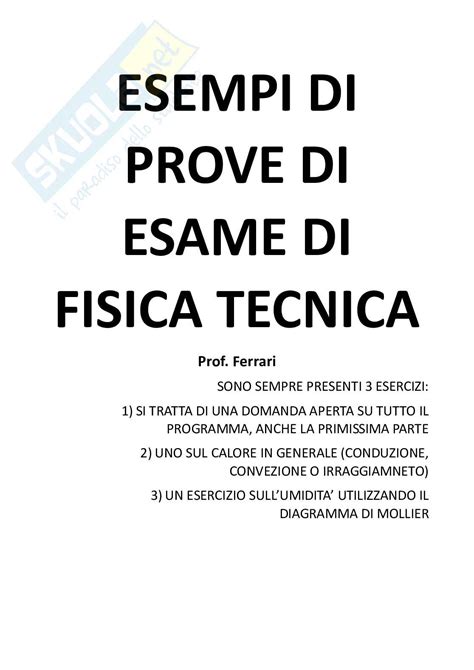 Prove d'esame di Fisica Tecnica 